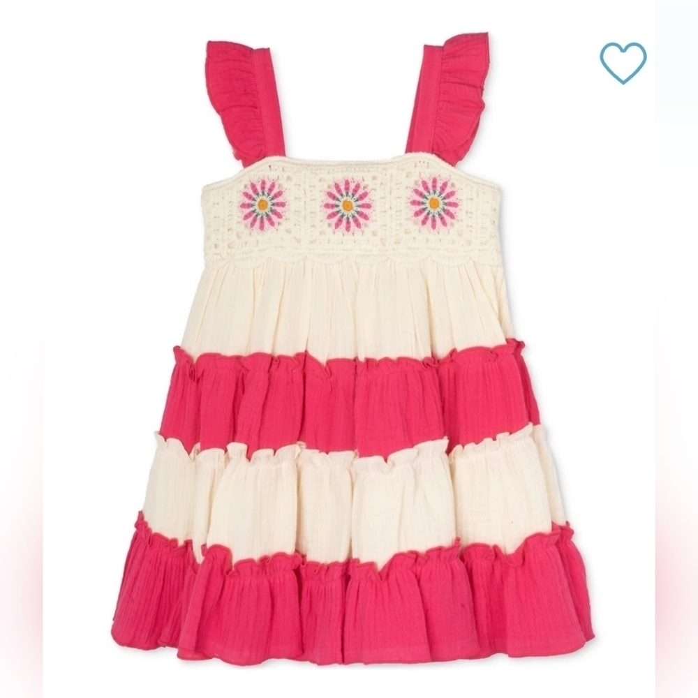 Rare Editions Pink and Cream Kids Casual Dress - Picture 6 of 11